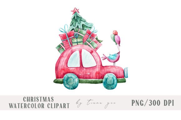 Bringing Holiday Cheer to Life with Watercolor Christmas Car with Gift Boxes