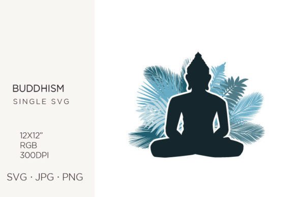 Buddha with Palms Branches: A Versatile Design Asset