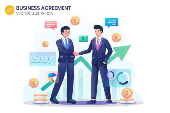 Business Agreement Flat Illustration: A Modern Design Asset