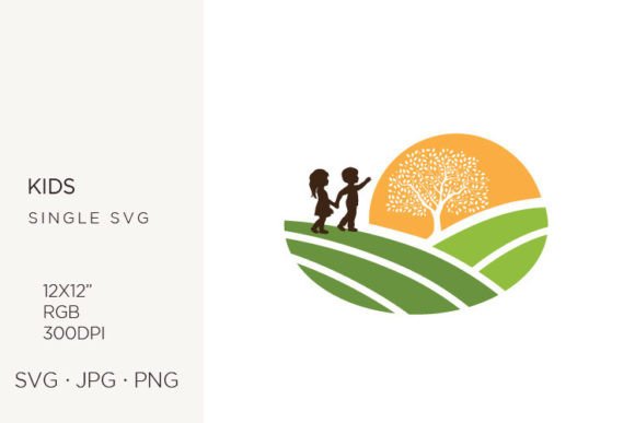 Children and Tree: Vector Art for Creative Projects