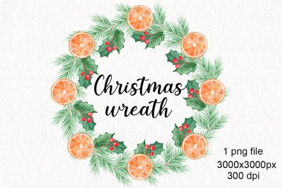 Elevate Designs with a Watercolor Round Christmas Wreath Png