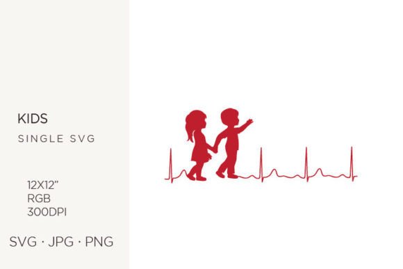 Elevating Brand Narratives with Kids As a Part of Red Heart Line Vector Graphics