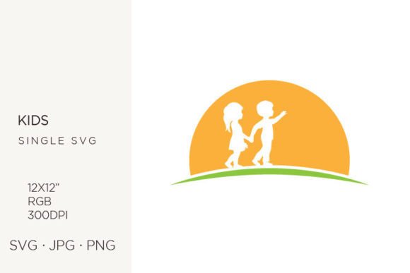 Evaluating Boy and Girl with Huge Sun Vector Graphics for Creative Projects