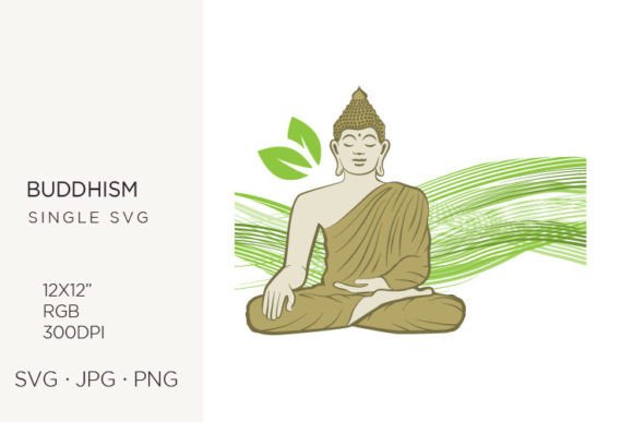 Evaluating Buddha and Green Leaves Vector Art for Creative Projects