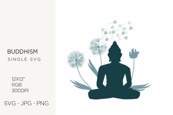 Finding Peace in Design: Creative Applications for Buddha with Dandelion Flowers Vector Art