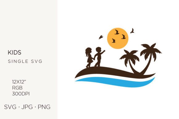 Kids and Tropic Beach: Vibrant Vector Art for Creators
