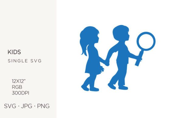 Kids with Magnifying Glass: Design Assets
