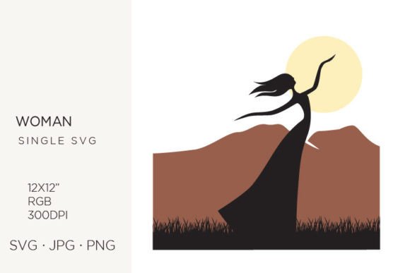 Unleashing Creativity with High-Resolution Female Figure and Mountain Vector Art