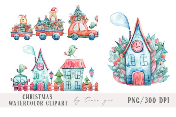 Watercolor Christmas Clipart BUNDLE for Festive Designs