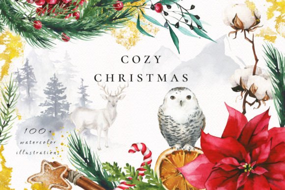 Winter Watercolor Clipart for Cozy Designs